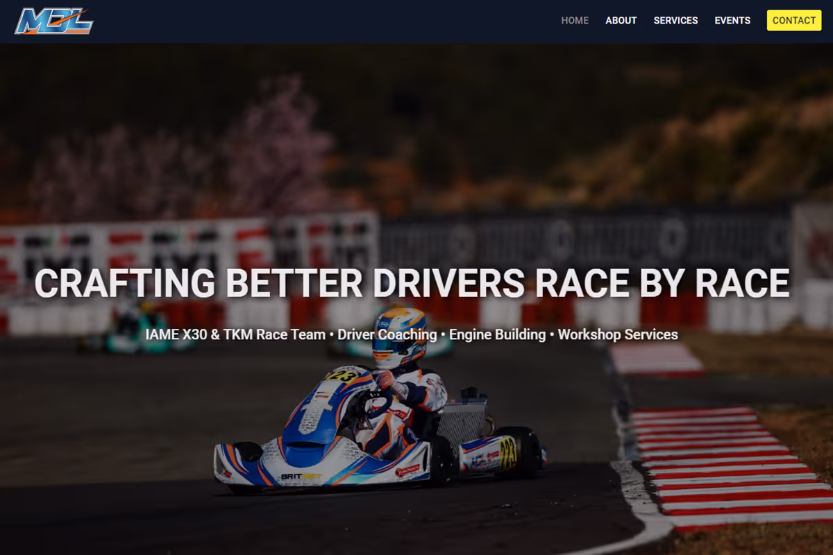Screenshot of the desktop view of MDL Motorsport.